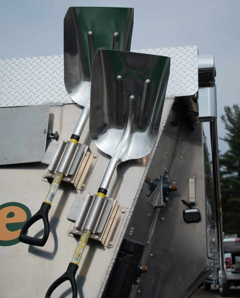 Mulch Mule shovel attachments for efficient landscaping and contractor convenience.