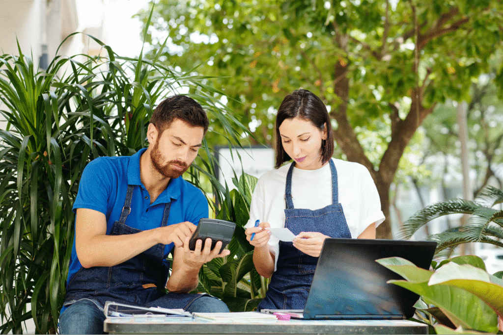 Landscapers researching options for financing landscaping equipment