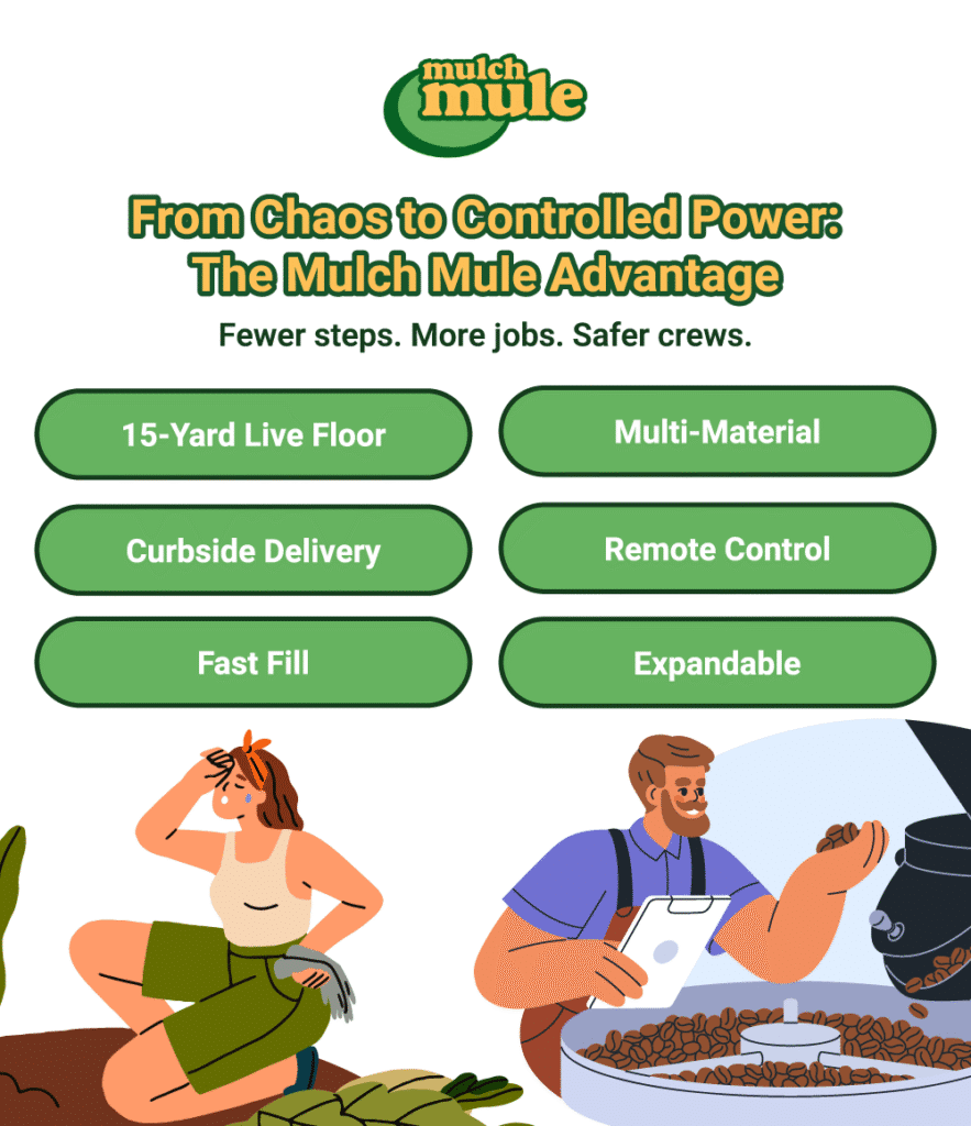 Discover the Mulch Mule advantage for efficient, safe, and versatile mulch delivery solutions.