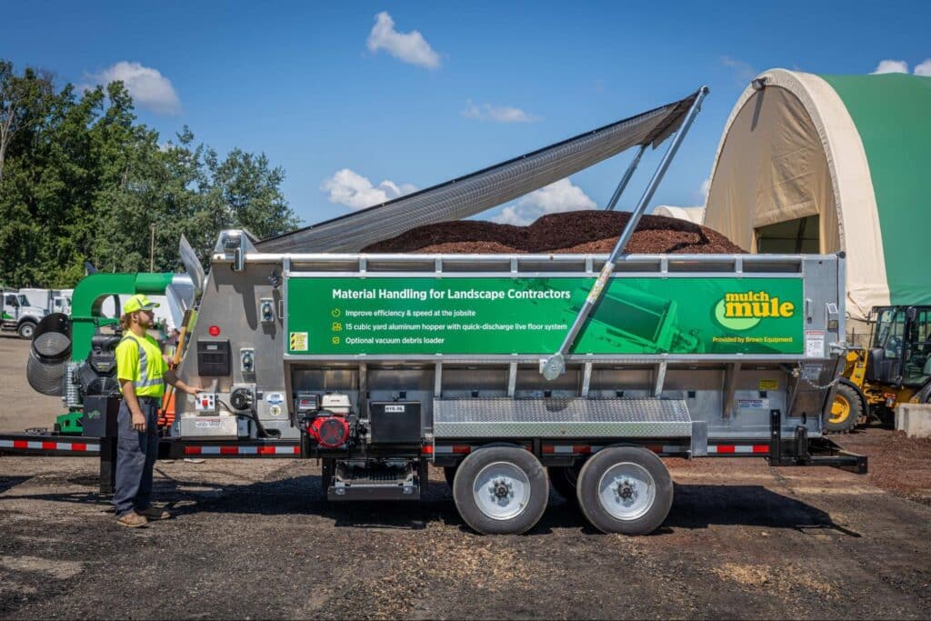 Durable Mulch Mule for efficient landscape material handling by contractors.