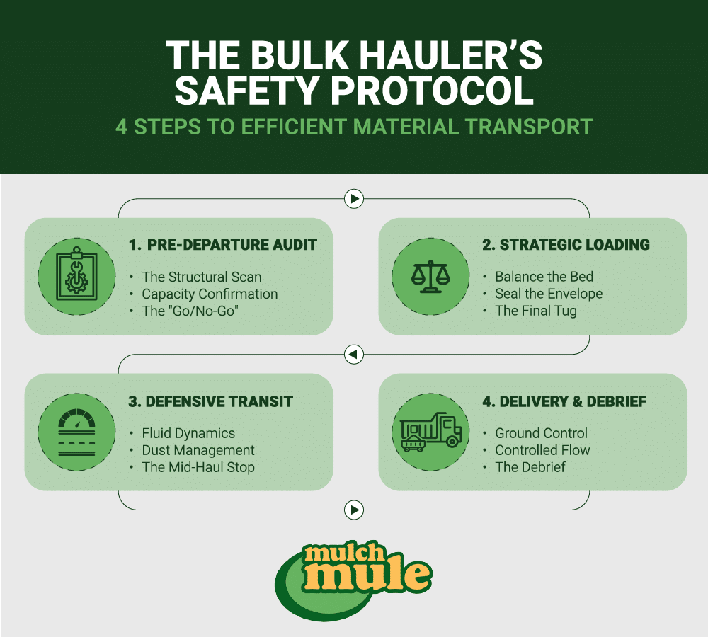 Bulk hauler safety protocol: four steps for efficient material transport and delivery.