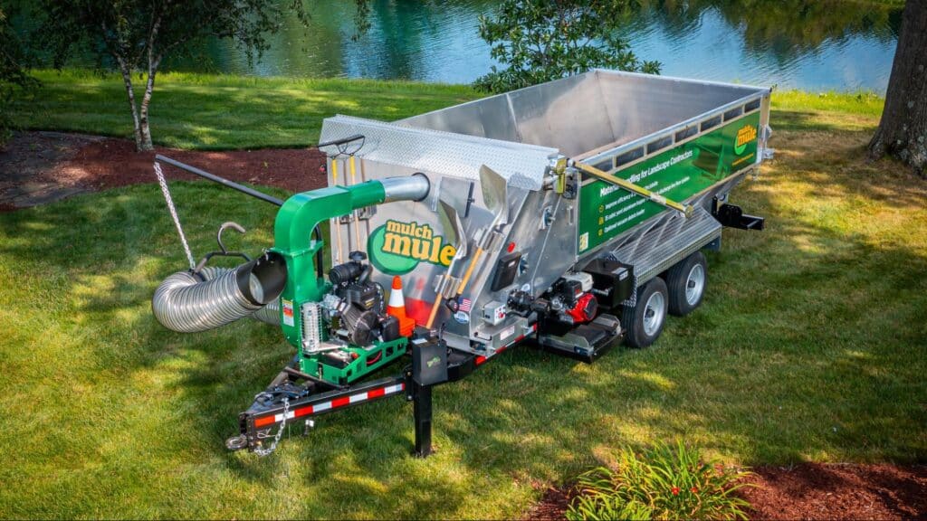 Versatile Mule trailer for effective yard waste collection in outdoor landscapes.