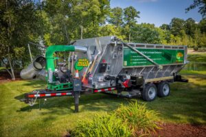 Efficient landscaping trailer for effective lawn care and waste management solutions.