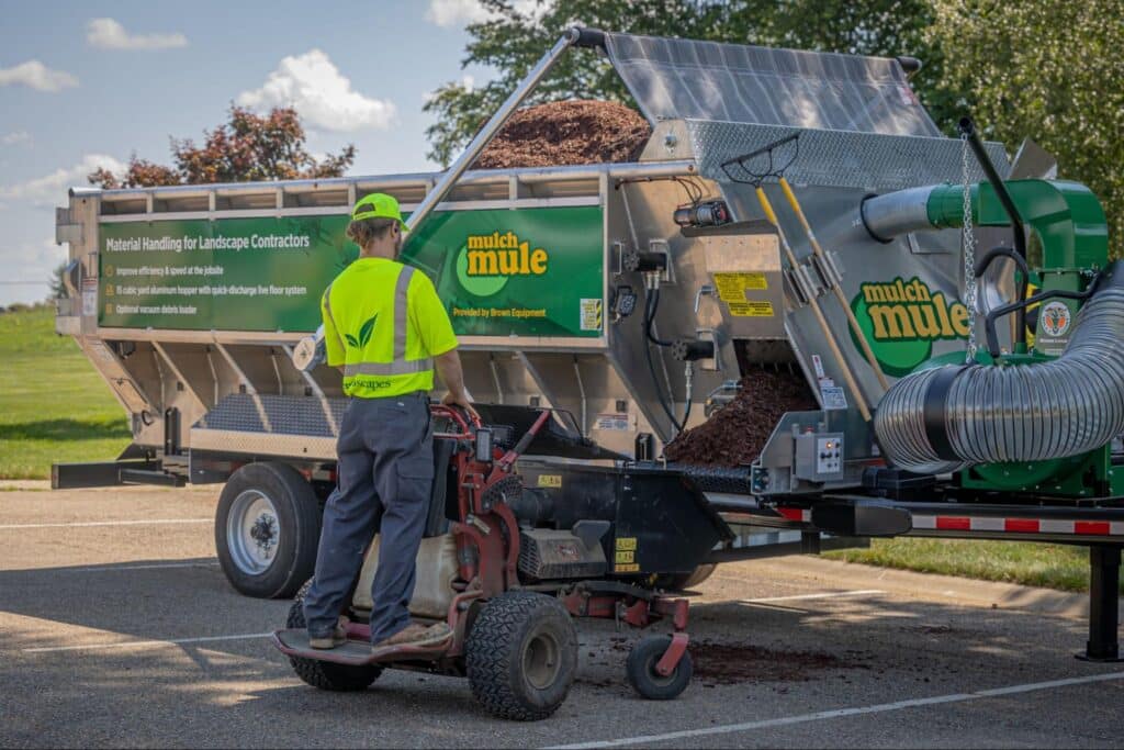 Enhance your garden effortlessly with the efficient Mulch Mule landscaping machine.