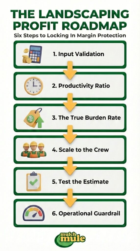 Landscaping profit roadmap outlining six steps for effective margin protection.